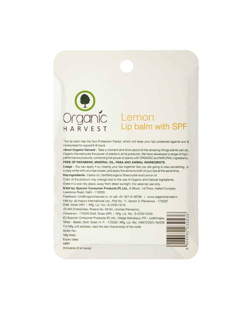 organic harvest lip balm with spf(lemon), 10g - 16573485 - Standard Image - 3