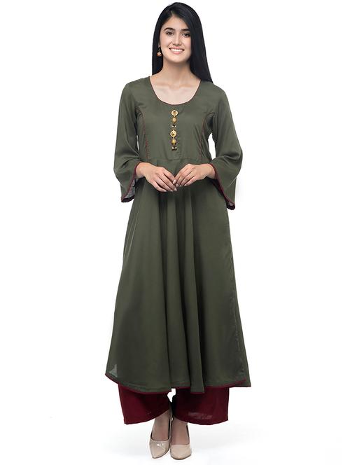 solid flared kurta  - 16575984 - Very Small Image - 1