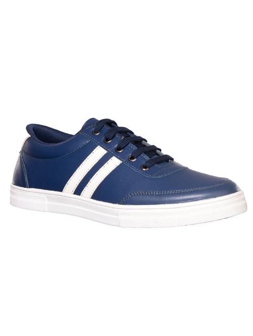 navy leatherette lace up sneakers - 16577465 - Very Small Image - 1
