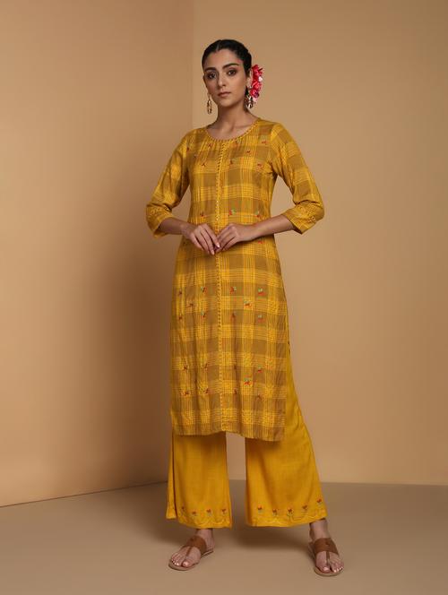 checkered kurta palazzo set - 16578298 - Very Small Image - 1
