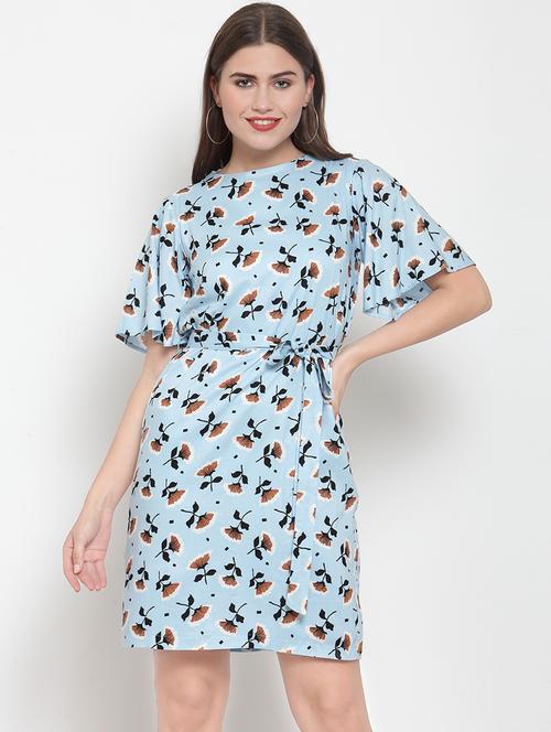 tie front bell sleeved shift dress - 16579596 - Very Small Image - 1
