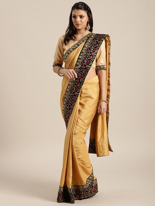 embroidered bordered saree with blouse - 16582106 - Very Small Image - 1