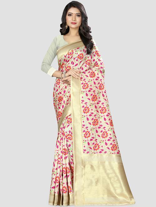 floral kanjivaram saree with blouse - 16584590 - Very Small Image - 1