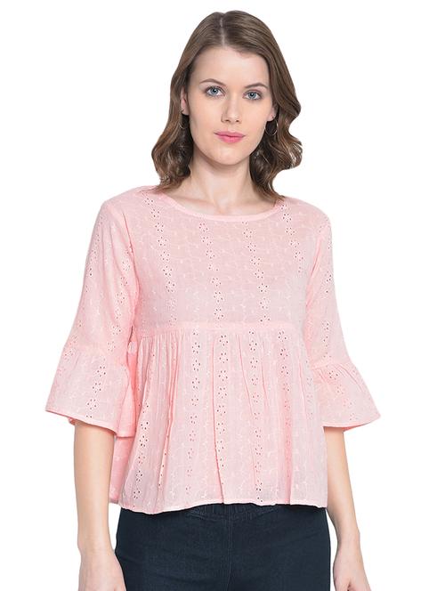 women's peplum round neck top - 16584702 - Very Small Image - 1