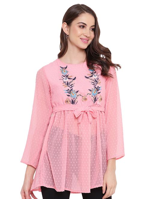 women's a line round neck top - 16584716 - Very Small Image - 1