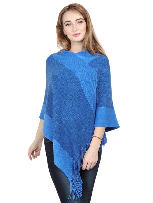 round neck fringe hem poncho - 16588603 - Very Small Image - 1