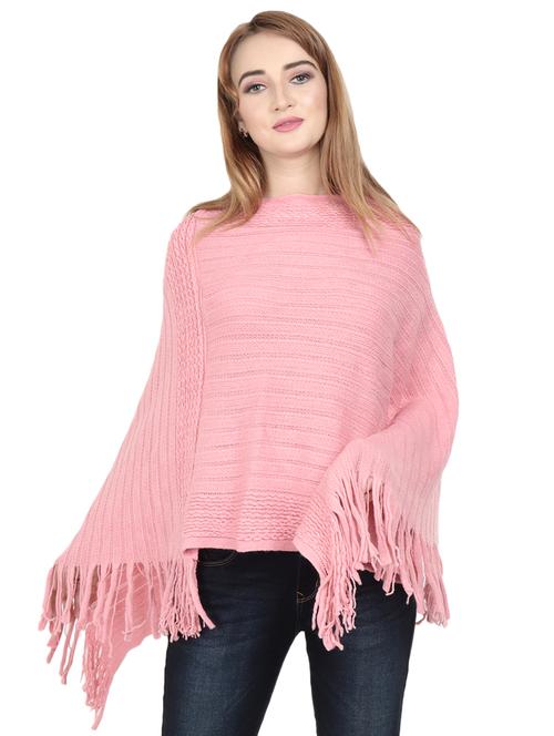 round neck fringe hem poncho - 16588607 - Very Small Image - 1