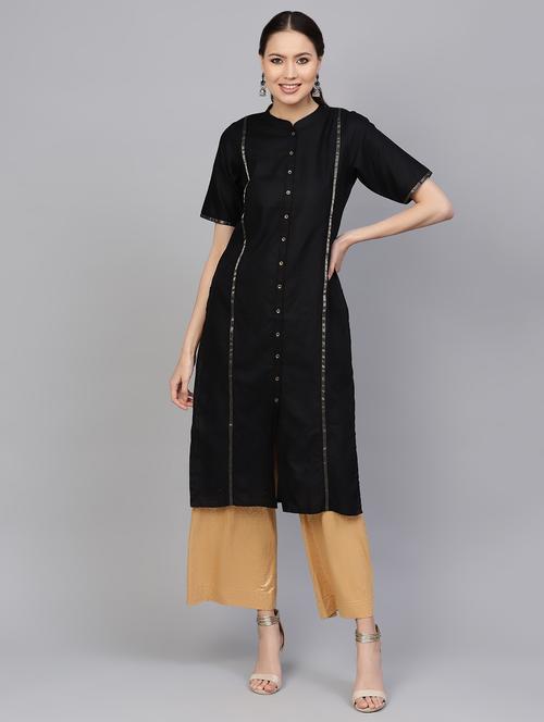 solid straight kurta - 16590980 - Very Small Image - 1