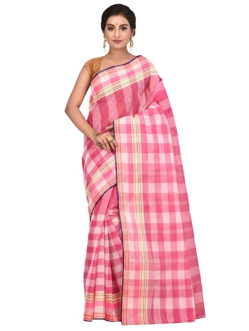 checkered tant saree - 16592067 - Very Small Image - 1