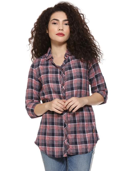 curved hem plaid shirt - 16592261 - Very Small Image - 1