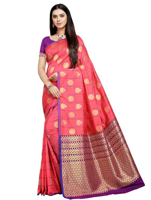 ethnic motif kanjivaram saree with blouse - 16592554 - Very Small Image - 1