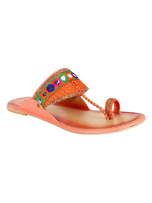orange one toe kolhapuris - 16593637 - Very Small Image - 1