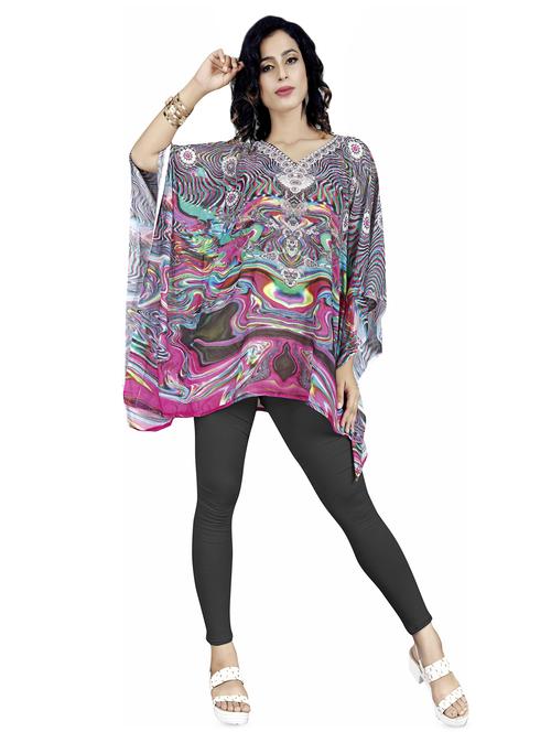 v neck long asymmetric kaftan - 16595450 - Very Small Image - 1