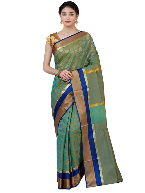 self design banarasi saree  with blouse - 16596386 - Very Small Image - 1