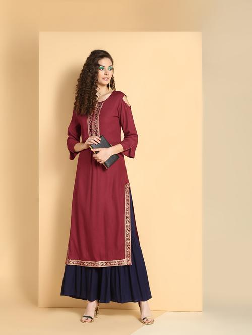 solid kurta palazzo set - 16598530 - Very Small Image - 1