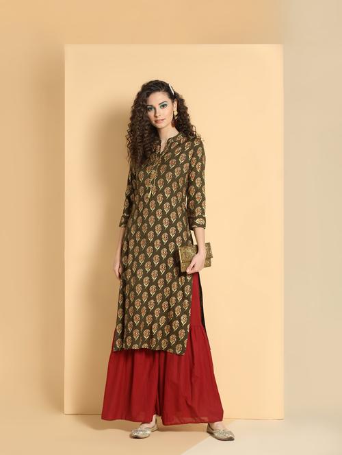 ethnic motif straight kurta - 16598554 - Very Small Image - 1