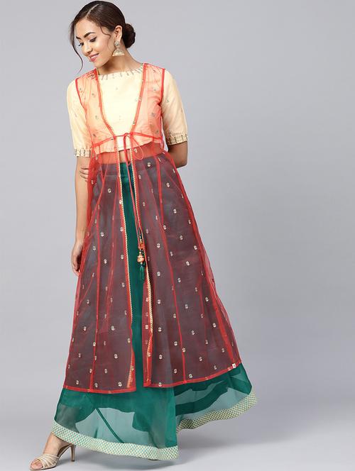 organza embellished lehenga choli shrug set  - 16599593 - Very Small Image - 1