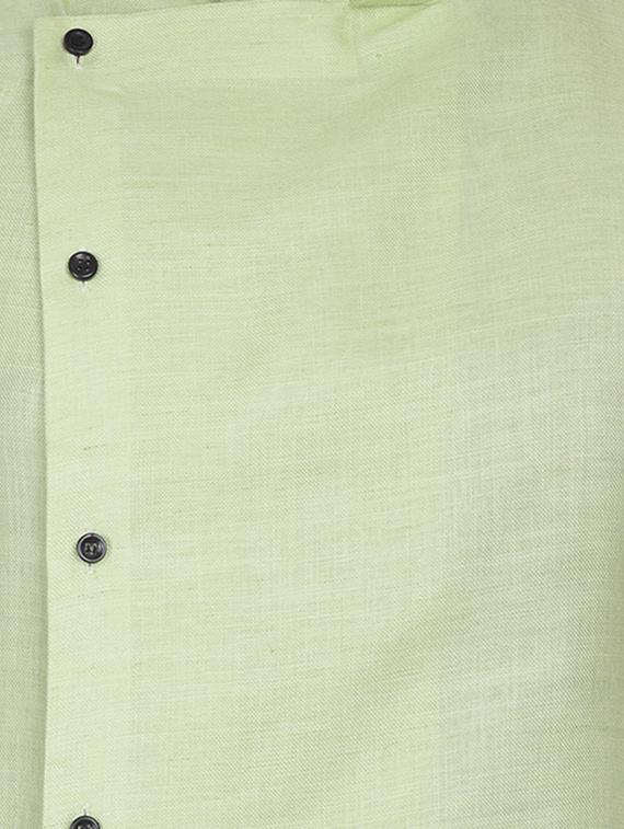 green mandarin neck solid asymmetric kurta - 16599844 - Zoom Image - 3