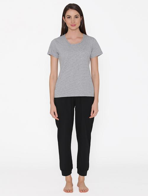 round neck striped tee nightwear pyjama set  - 16602749 - Very Small Image - 1