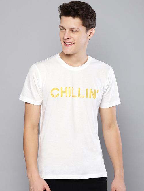 white typographic chest print t-shirt - 16603001 - Very Small Image - 1
