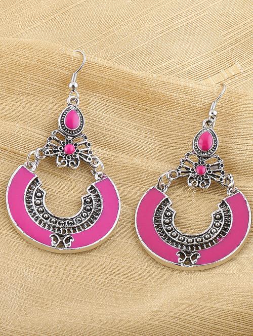 pink metal drop earring - 16603201 - Very Small Image - 1