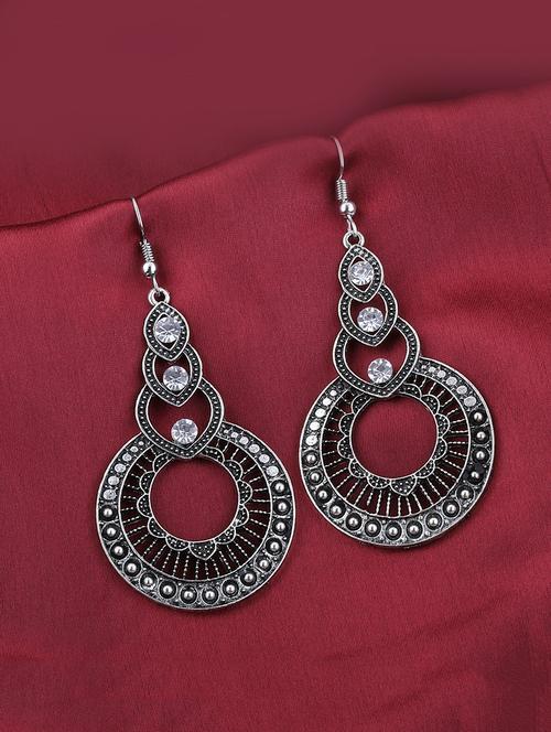 silver metal drop earring - 16603253 - Very Small Image - 1