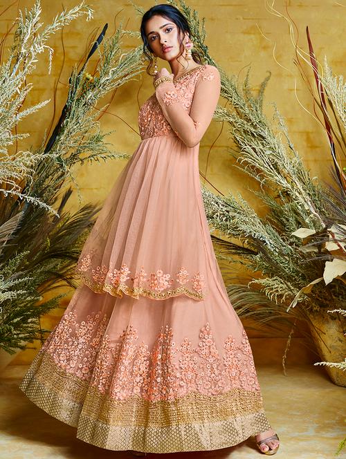 embroidered semi-stitched suit - 16603639 - Very Small Image - 1