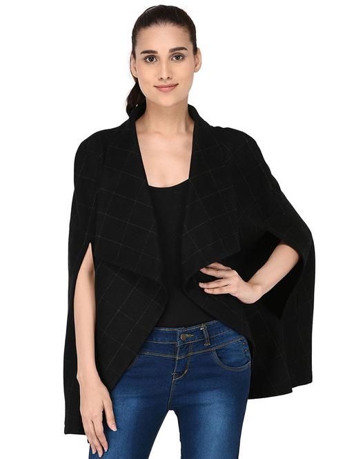 lapel neck checkered shrug - 16603769 - Very Small Image - 1