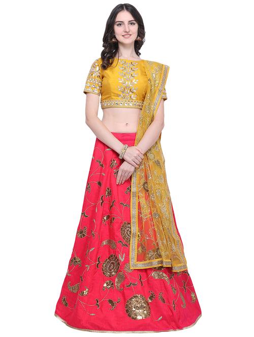 embroidered contrast lehenga - 16603799 - Very Small Image - 1