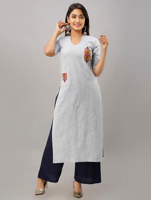 embroidered straight kurta - 16603854 - Very Small Image - 1