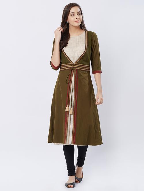 layered silk a-line kurta - 16605087 - Very Small Image - 1