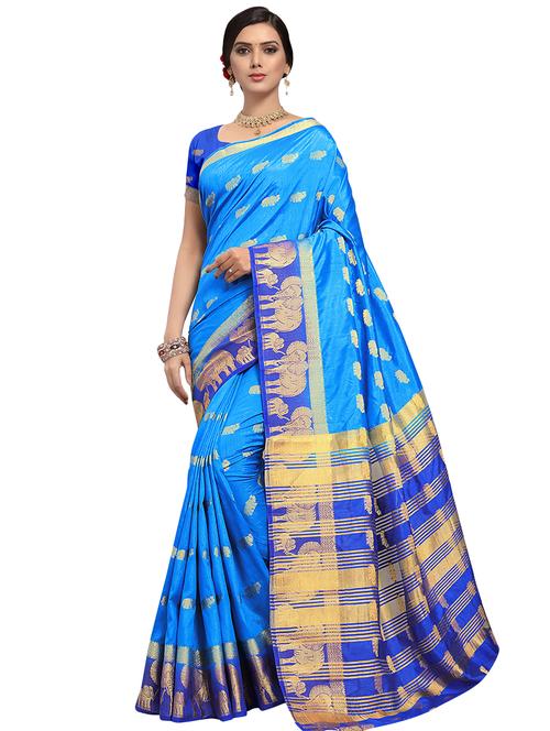 conversational kanjivaram saree with blouse - 16605671 - Very Small Image - 1