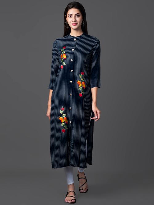 embroidered straight kurta - 16605787 - Very Small Image - 1