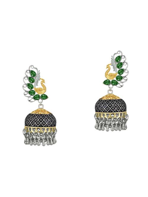 black metal jhumka earring - 16605807 - Very Small Image - 1