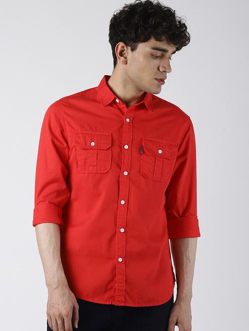 red solid casual shirt - 16606438 - Very Small Image - 1