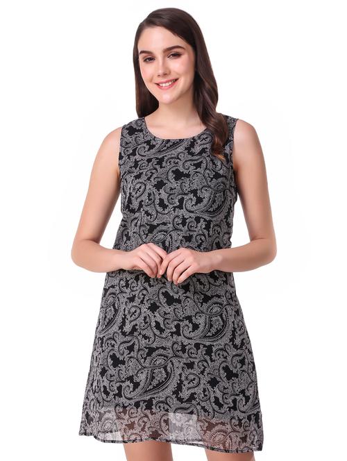round neck paisley a-line dress - 16607192 - Very Small Image - 1