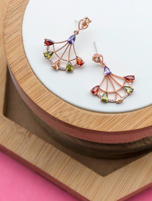 multi colored gold plated drop earring - 16607424 - Very Small Image - 1