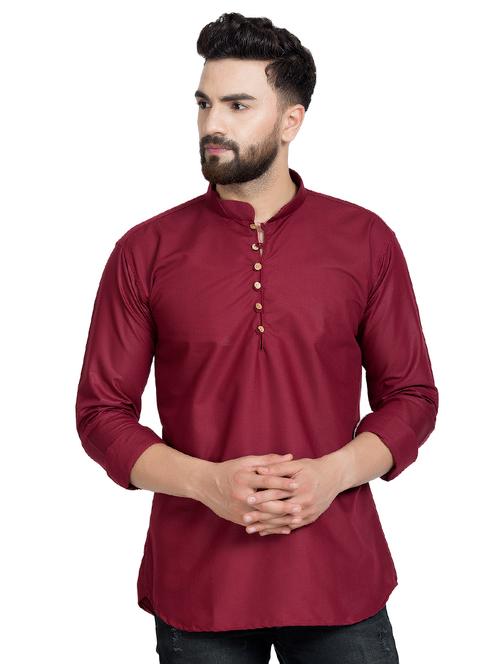 red solid short kurta - 16607625 - Very Small Image - 1