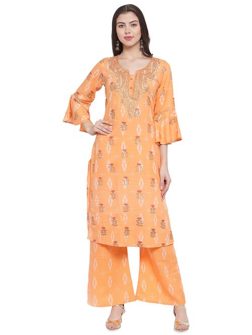 printed kurta palazzo set - 16608050 - Very Small Image - 1