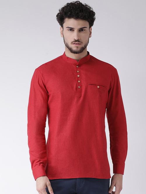 red solid short kurta - 16608093 - Very Small Image - 1