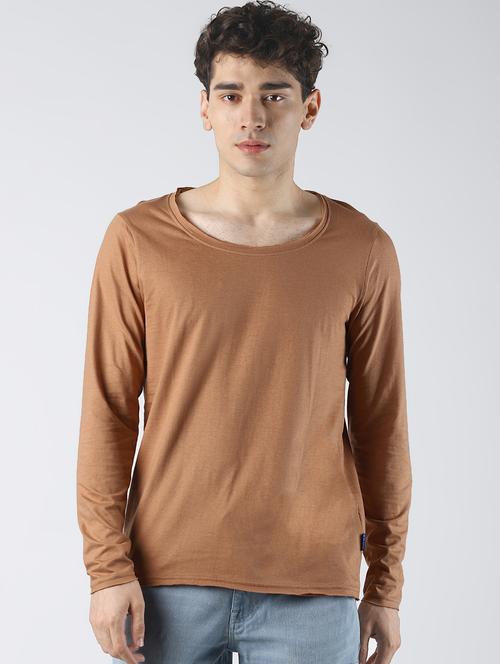 brown solid t-shirt - 16608365 - Very Small Image - 1