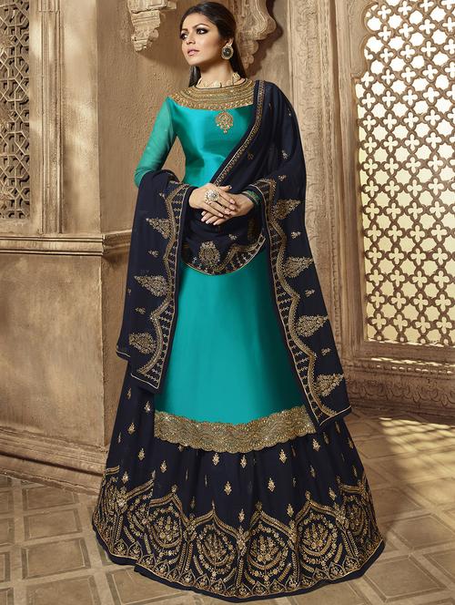 embroidered semi-stitched suit - 16608679 - Very Small Image - 1