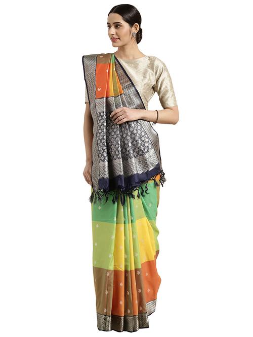bordered kanjivaram saree with blouse - 16608811 - Very Small Image - 1