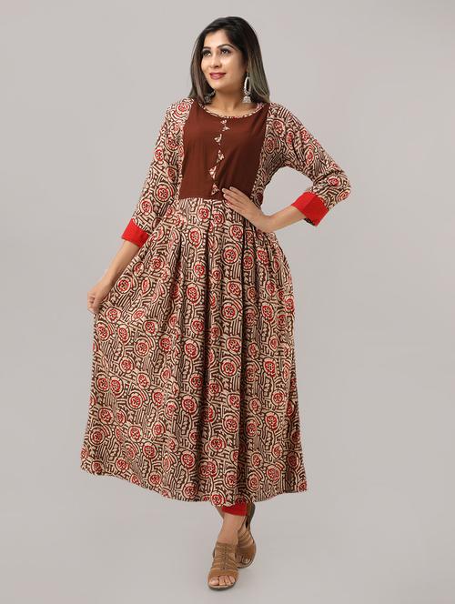 printed flared kurta - 16609462 - Very Small Image - 1