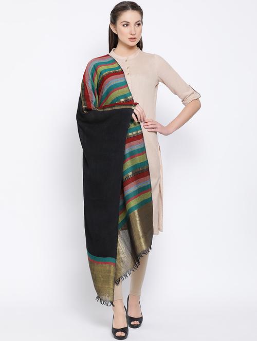 frayed hem striped stole  - 16612295 - Very Small Image - 1