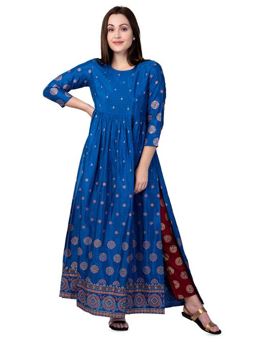floral high-slit flared kurta - 16612622 - Very Small Image - 1