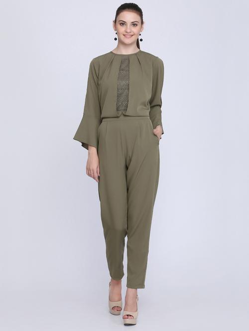 slit sleeved full leg jumpsuit - 16613839 - Very Small Image - 1