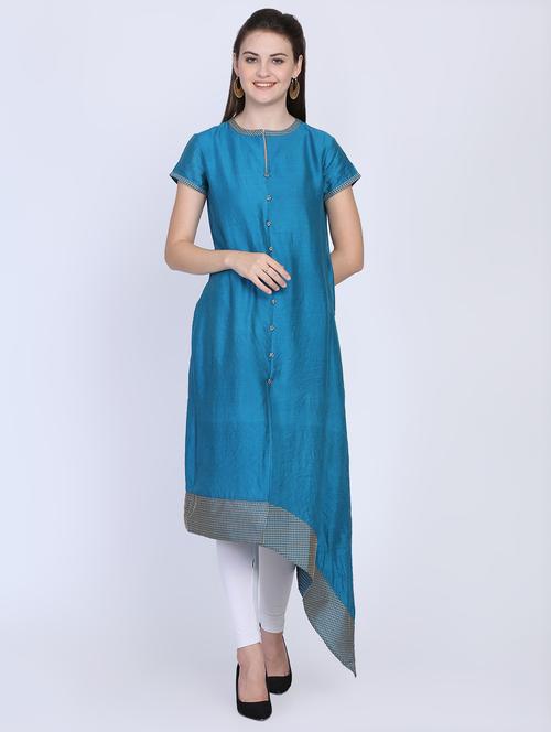 solid asymmetric kurta - 16614337 - Very Small Image - 1
