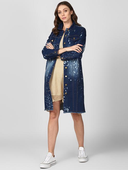 acid washed long denim jacket - 16616458 - Very Small Image - 1