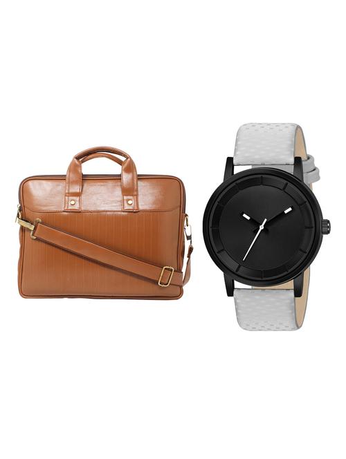 adk analog watch and leatherette laptop bags combo - 16616685 - Very Small Image - 1